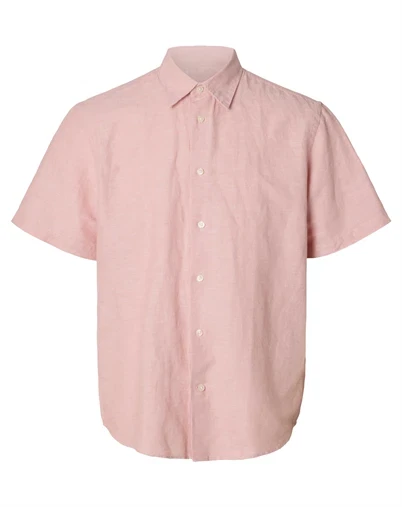 Selected - SLHRegclay Linenblend Kortærmet Skjorte - Rose Dawn
